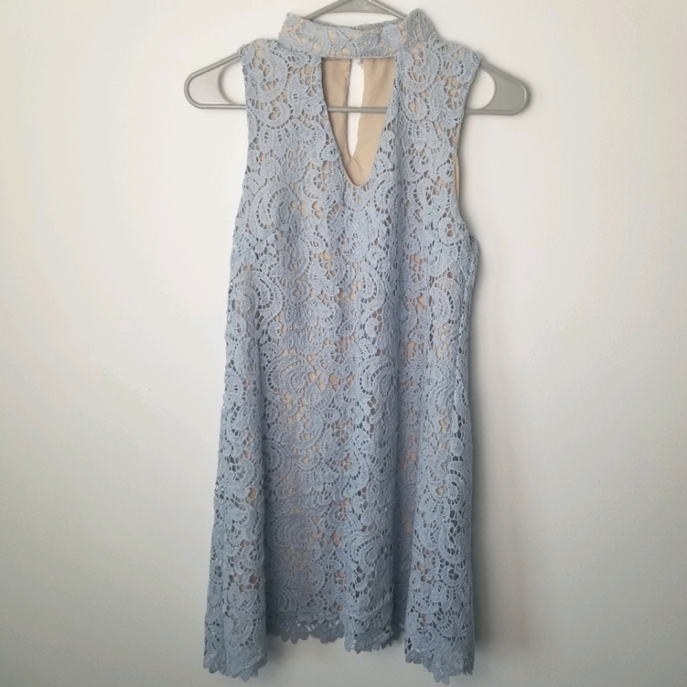 Blu Pepper lace high neck cutout dress